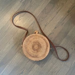 Straw crossbody satchel